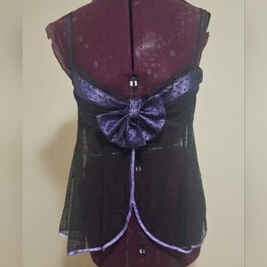 Shirley of Hollywood Black and Purple Lace Night Gown